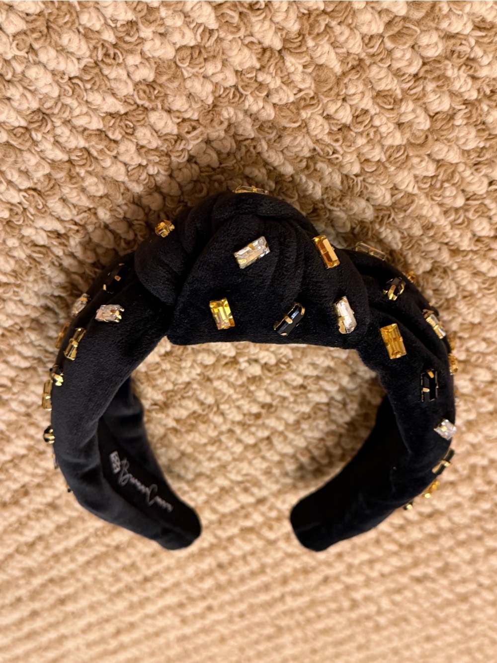 Brianna Cannon Black Velvet Confetti Crystals Metallic Headband